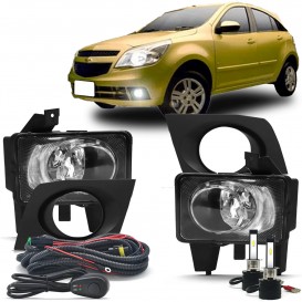 Kit Farol Milha Neblina Agile 2009 2010 2011 2012 2013 Botão Colante Com Nano Led